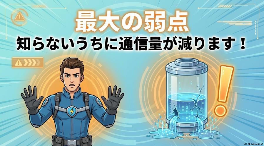 Wi-Fiアシストの最大の弱点である、ユーザーが知らないうちにデータ通信量が減ってしまうことへの注意喚起