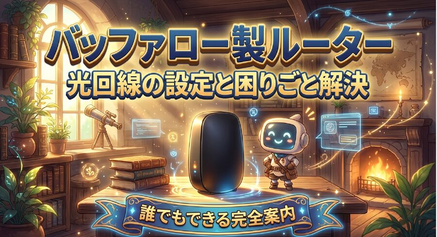 「バッファロー製ルーター 光回線の設定と困りごと解決 誰でもできる完全案内」と書かれた表紙画像