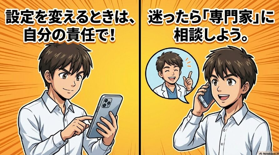 設定を変えるときは、自分の責任で！迷ったら「専門家」に相談しよう。