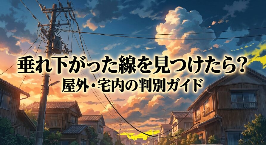 垂れ下がった線を見つけたら？ 屋外・宅内の判別ガイドを記載したスライドの表紙画像