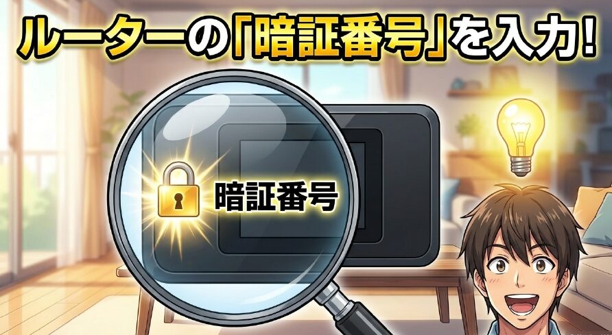ルーターの暗証番号を入力する手順