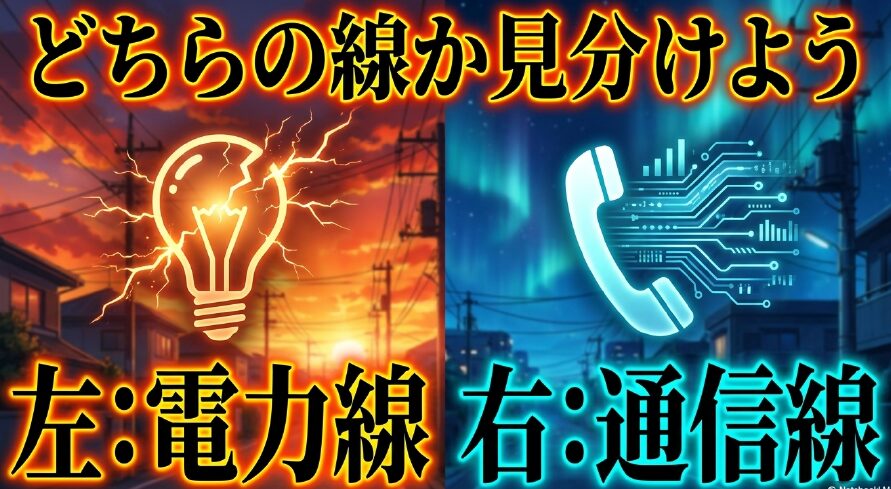 垂れ下がっている線が電力線か通信線かを見分けるポイントの解説