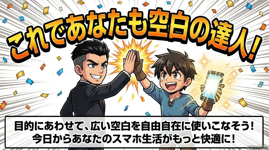 これであなたも空白の達人!目的にあわせて、広い空白を自由自在に使いこなそう!今日からあなたのスマホ生活がもっと快適に!