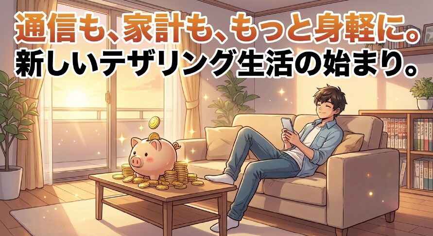 通信も家計も身軽になる、新しいテザリング生活の始まりを示すエンディングスライド