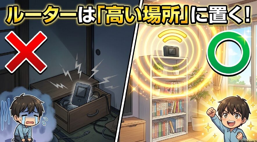 ルーターは高い場所に置くという改善策