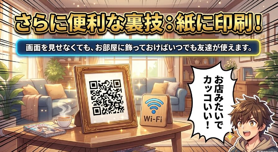 Wi-FiのQRコードを紙に印刷して部屋に飾る便利な裏技