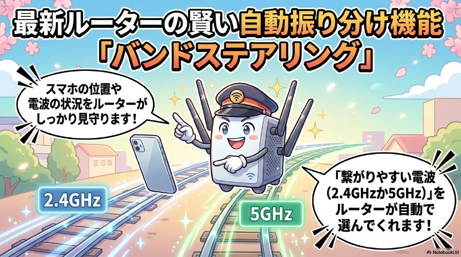 2.4GHzと5GHzを自動で選ぶルーターのバンドステアリング機能