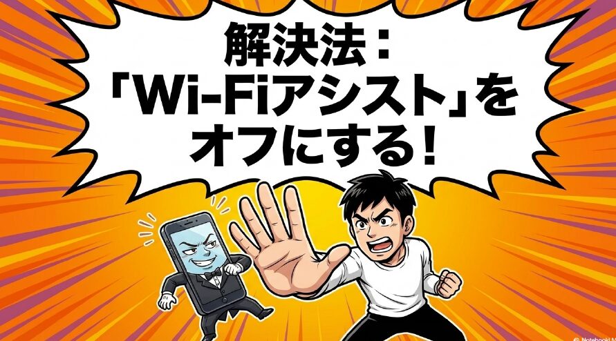 解決法：「Wi-Fiアシスト」をオフにする！