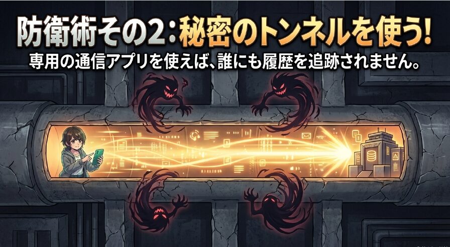 専用の通信アプリを使い、誰にも履歴を追跡されない秘密のトンネルを作る防衛術