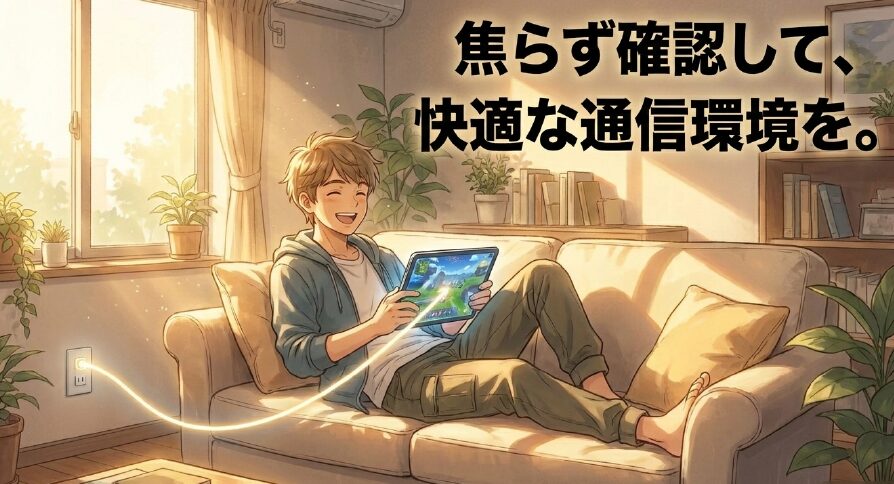 光コンセントの状況を焦らず確認して快適な通信環境を整えることを促すまとめのスライド