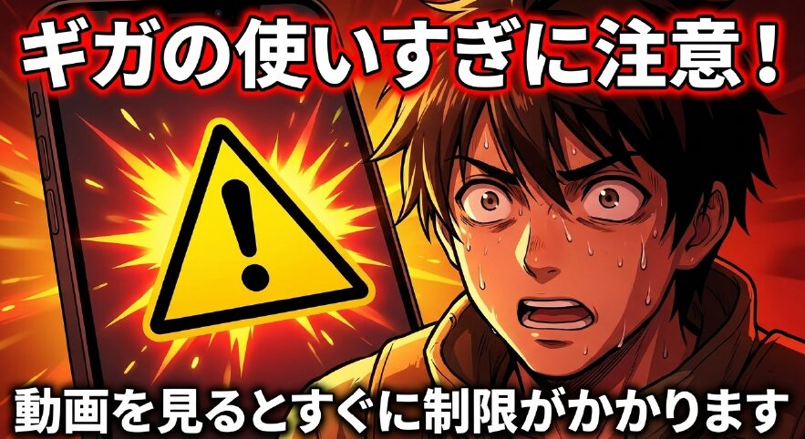 ギガの使いすぎに注意！動画を見るとすぐに制限がかかります