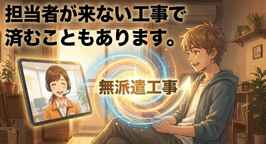 光回線の開通が担当者の訪問なしで済む無派遣工事についてのスライド