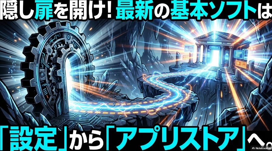 最新のiOSで「設定」から「App Store」へアクセスする手順を解説するスライド