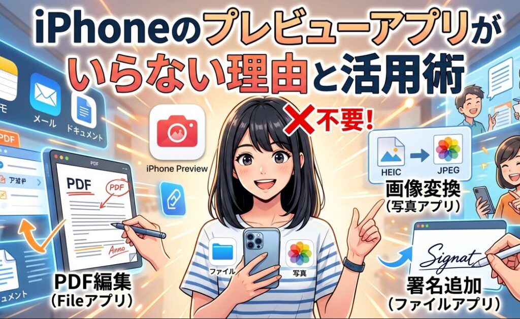 iPhoneのプレビューアプリがいらない理由と、標準機能を使った活用術を解説するアイキャッチ画像