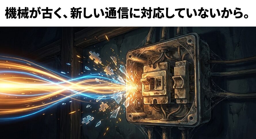 光コンセントの機械が古く新しい通信に対応していないことを示すスライド