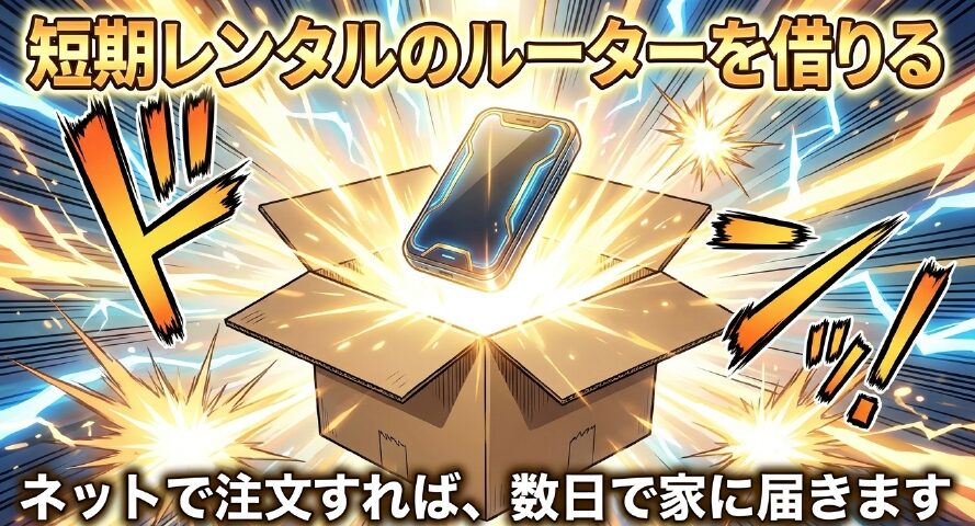 短期レンタルのルーターを借りる。ネットで注文すれば数日で家に届きます