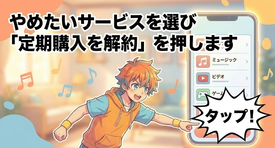 やめたいサービスを選び「定期購入を解約」を押します