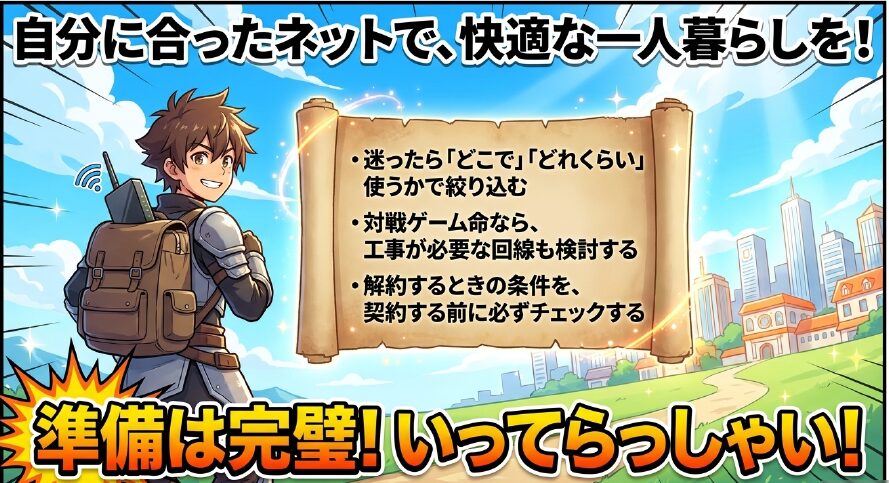 自分に合ったネットを選んで快適な一人暮らしを。迷ったら使い方で絞り込む