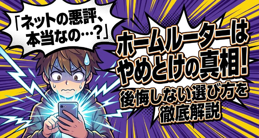 「ネットの悪評、本当なの…？」ホームルーターはやめとけの真相！後悔しない選び方を徹底解説