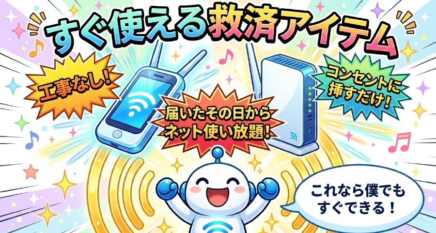 届いたその日からコンセントに挿すだけでネットが使い放題になる工事不要のWi-Fiルーター