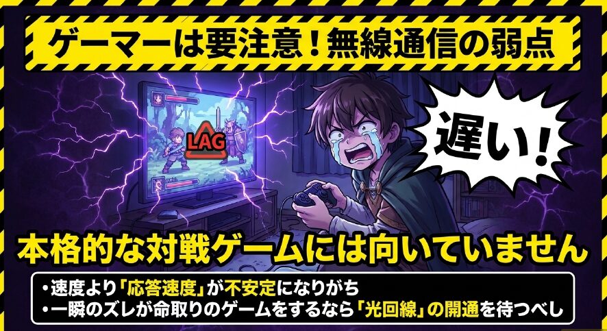 ゲーマーは要注意。無線通信はラグが起きやすく本格的な対戦ゲームには不向き