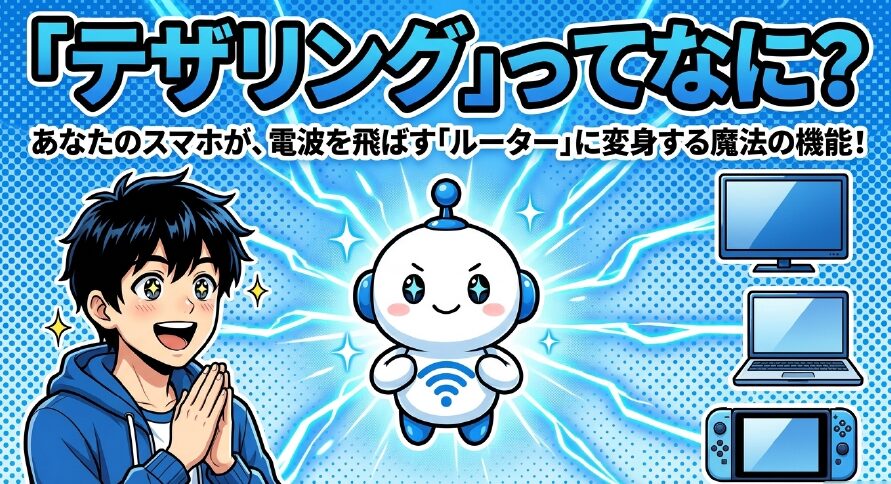 テザリングとはあなたのスマホが電波を飛ばすルーターに変身する魔法の機能という説明