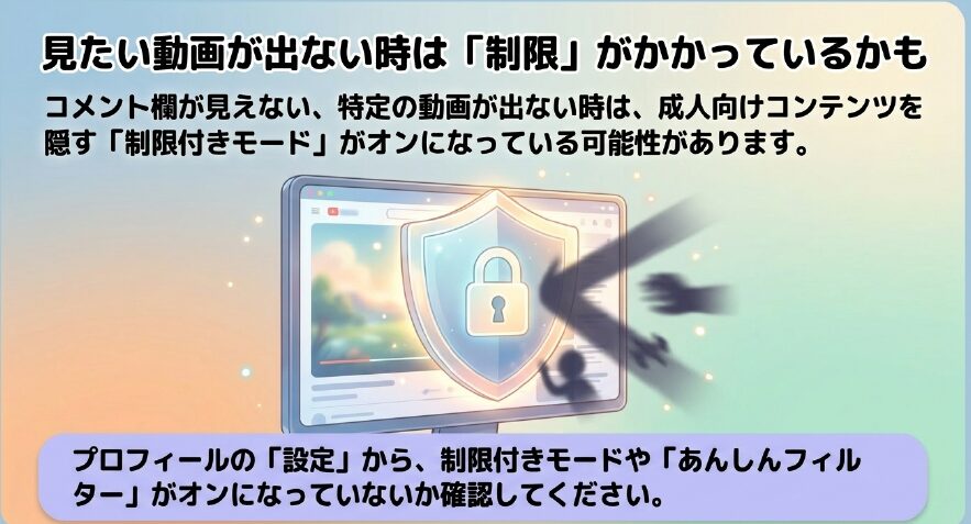 見たい動画が出ない時は制限がかかっているかも