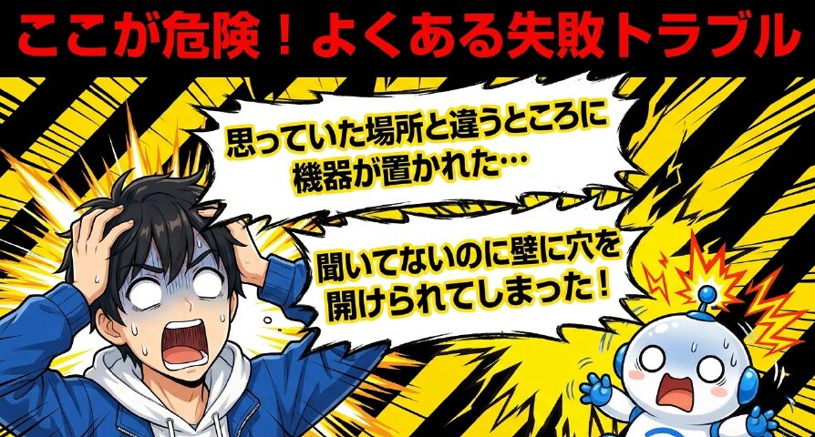 代理人立ち会いでよくある失敗：希望と違う機器設置場所や、無断での壁の穴あけ