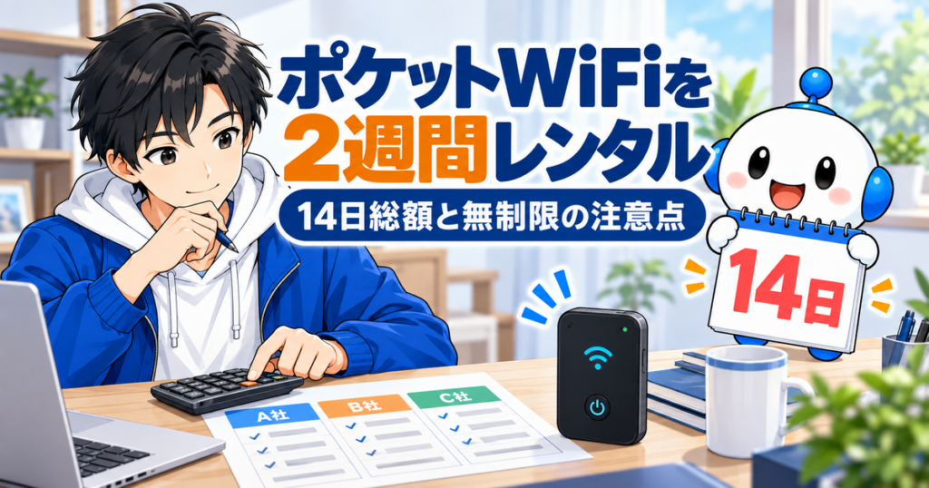 ポケットWiFiを2週間レンタルする場合の14日総額と無制限の注意点